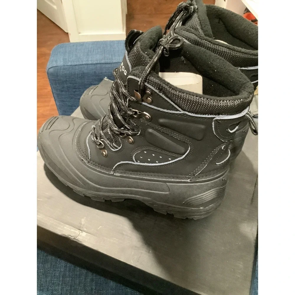 London Fog Winter Boots Mens Size 8K Breckenridge Insulated Fleece Lined Black